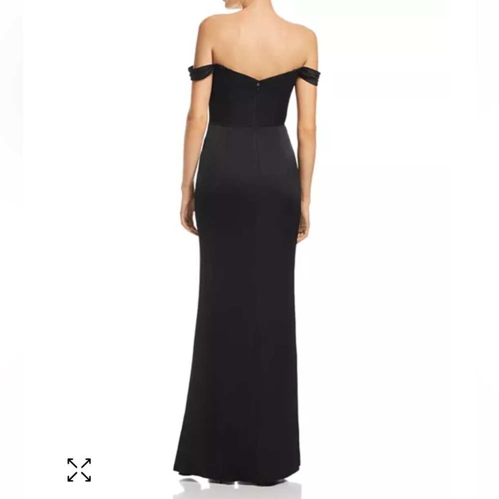 Bariano Edie Gown Size Medium Black Ruffle Front Off The Shoulders $298 NWT - Picture 3 of 8